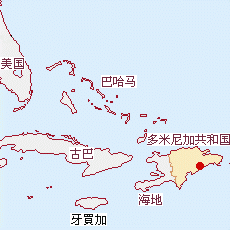 多米尼加地图,多米尼加地图上的位置