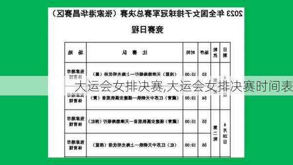 大运会女排决赛,大运会女排决赛时间表