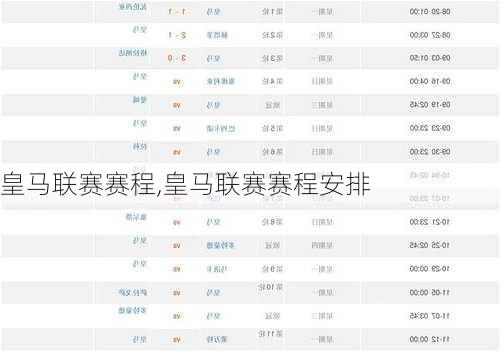皇马联赛赛程,皇马联赛赛程安排